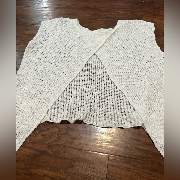 EILEEN FISHER ORGANIC COTTON LINEN SPLIT BACK SWEATER TOP medium - Picture 5 of 5